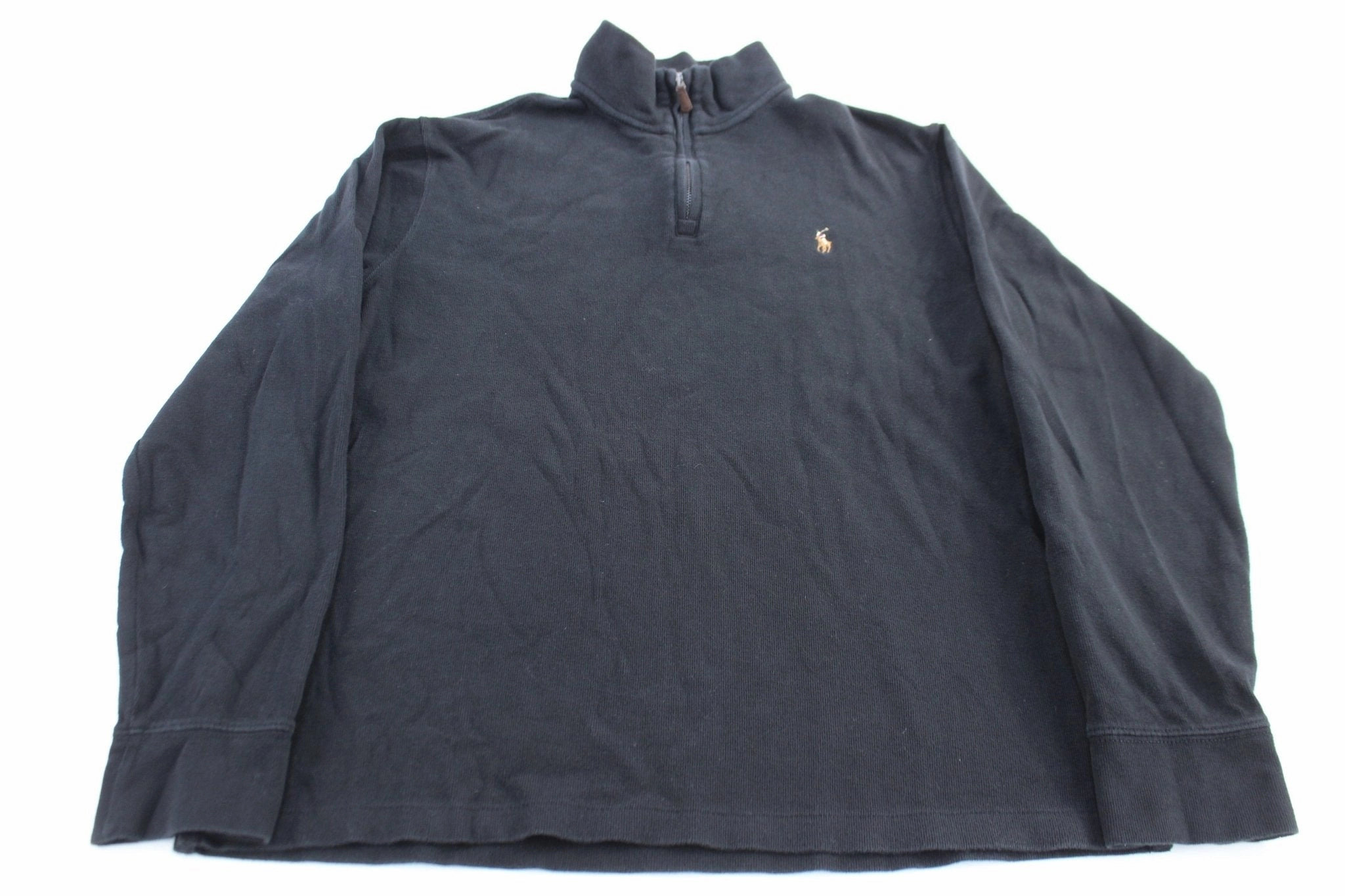 product pearl elegance Layer Chic Polo Ralph Lauren Embroidered Logo Black Quarter Zip Sweater