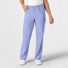 All Season Comfy Texture W123 Unisex Multi-Cargo Scrub Pant - Ceil Blue