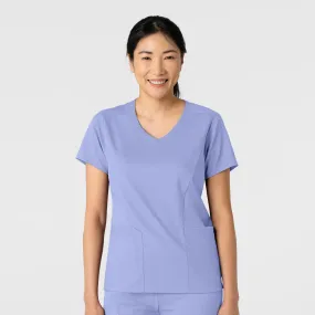 Durable Blend Boundless Women's 2-Pocket V-Neck Scrub Top - Ceil Blue
