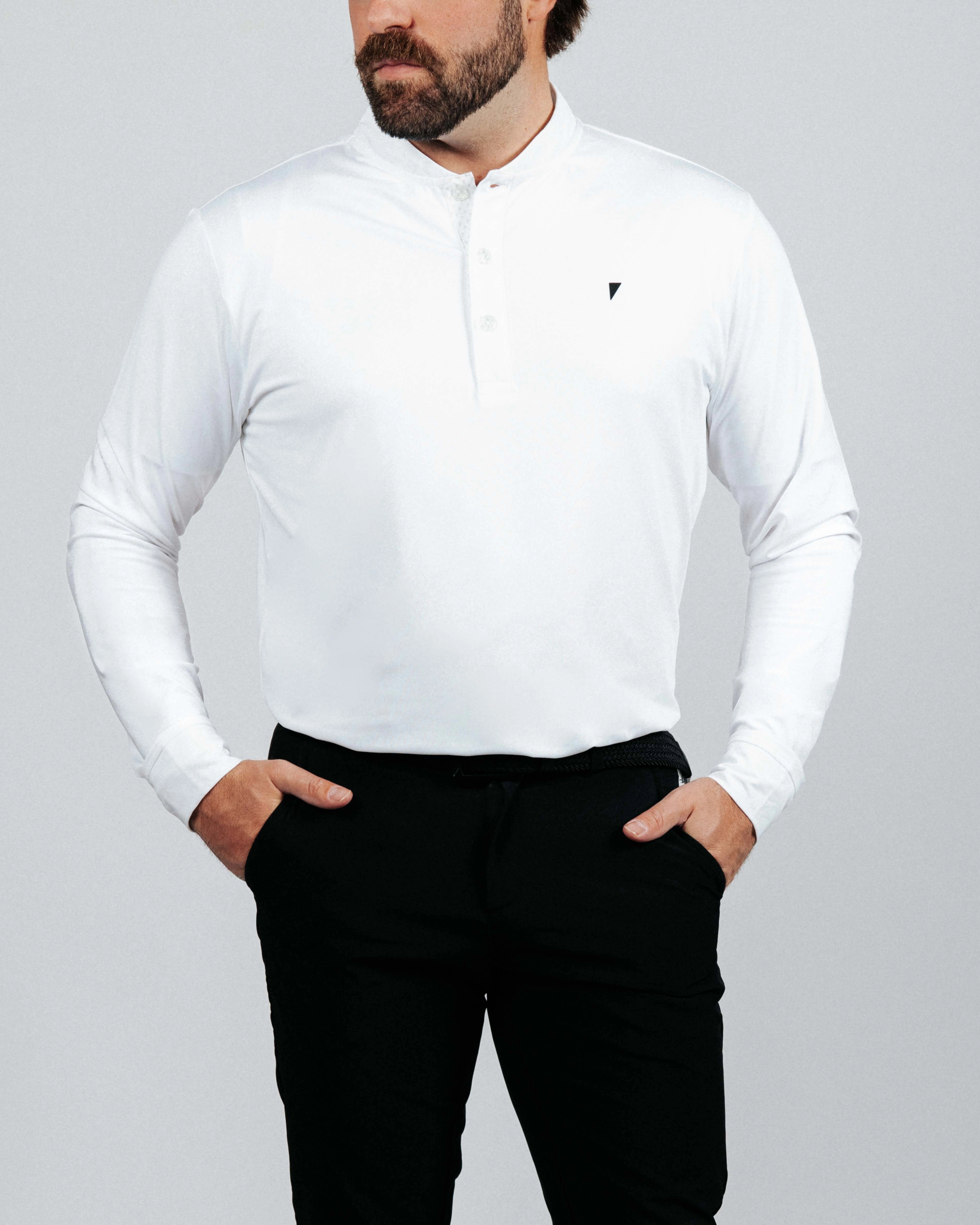 PreShrunk Cotton Blend White Long Sleeve Blade Polo
