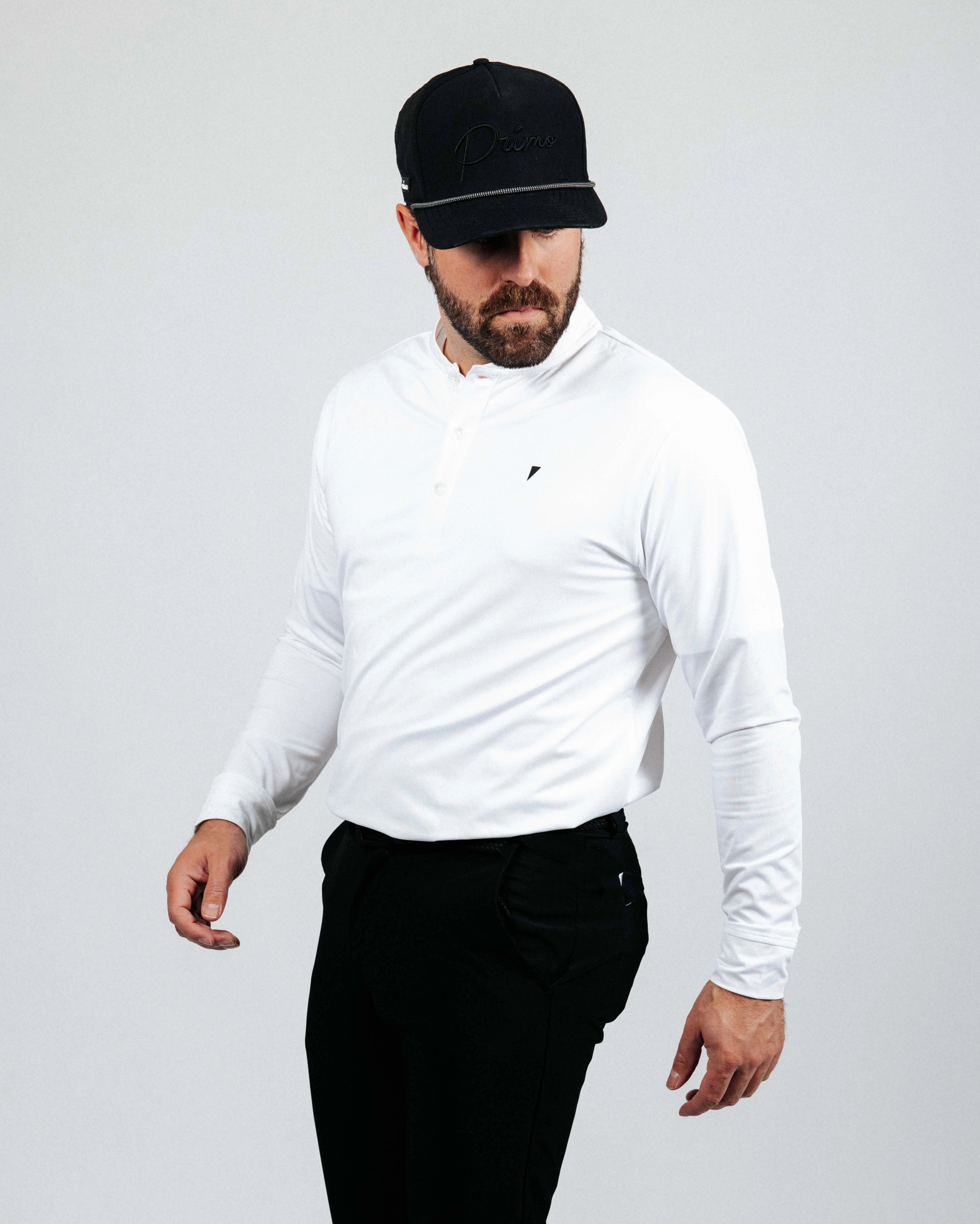 White Long Sleeve Blade Polo Polished Wear
