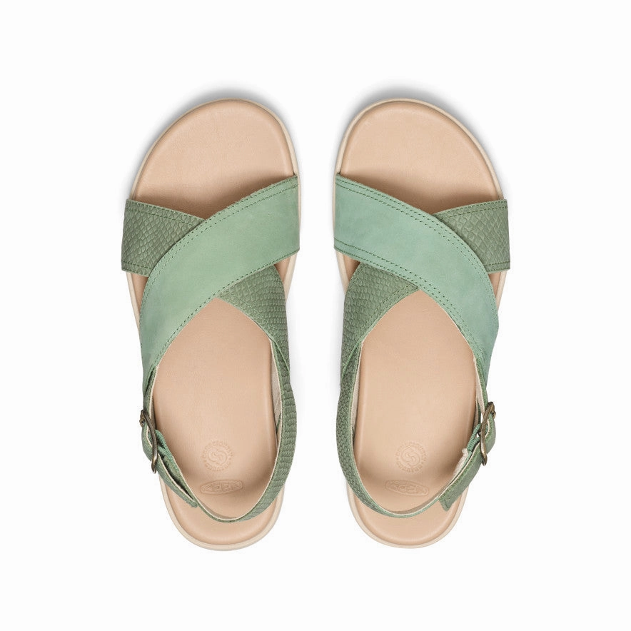 Sandal Buckles Women's Elle Luxe Cross Strap Sandal  |  Granite Green/Granite Green