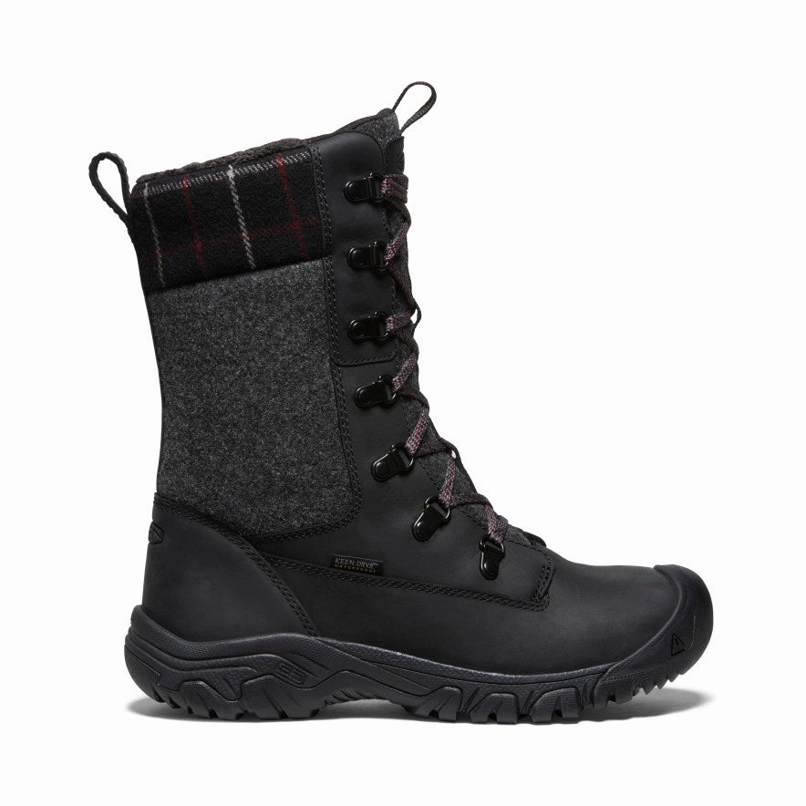 Women's Greta Tall Waterproof Boot  |  Black/Black Plaid Weather Ready Cold Terrain Expedition
