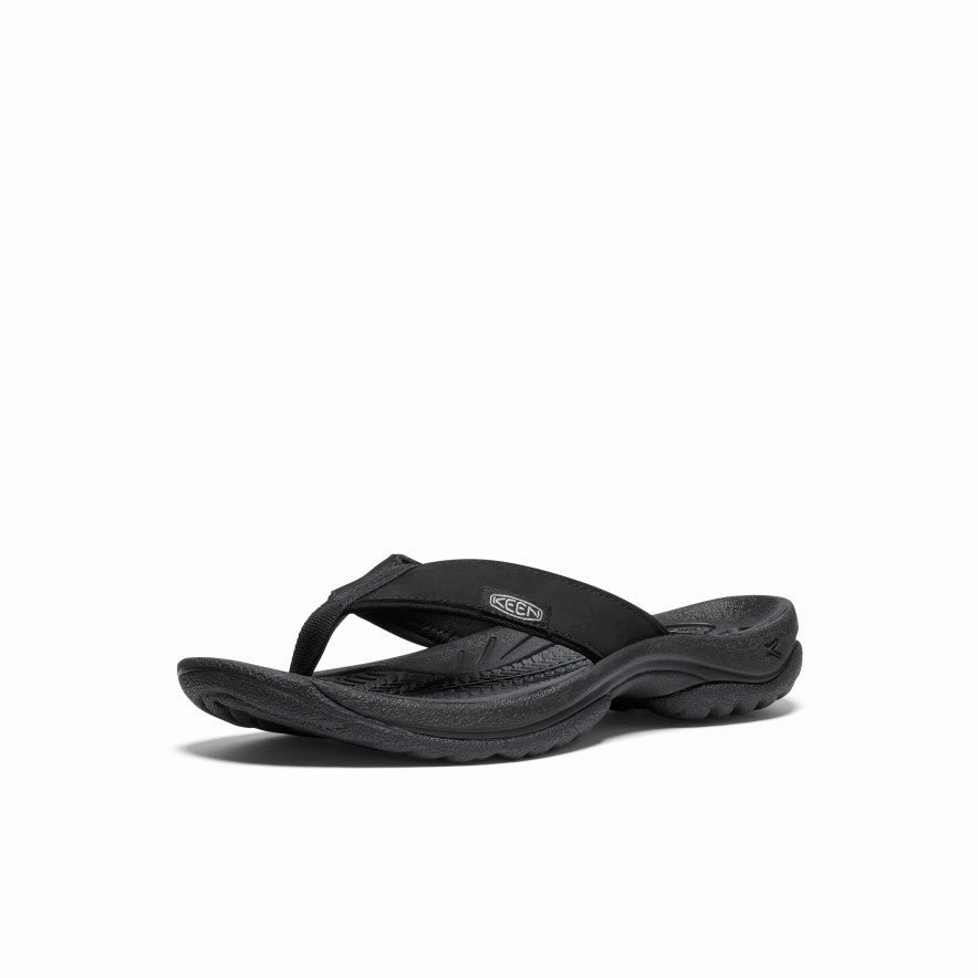 Women's Kona Leather Flip-Flop  |  Black/Vapor skin friendly