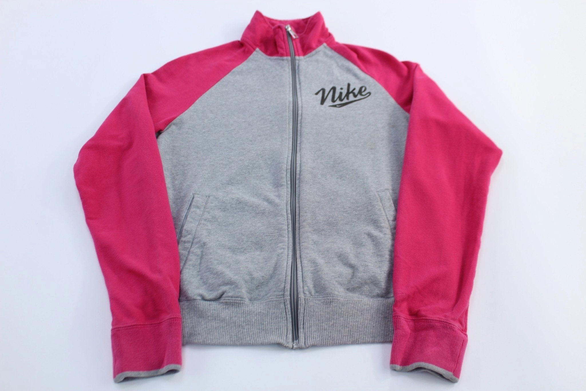 Functional Features Women's Nike Spellout Logo Pink & Grey Zip Up Sweater