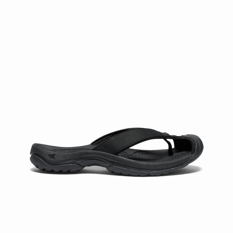 All Day Wear Comfort Women's Waimea Leather Flip-Flop  |  Black/Black