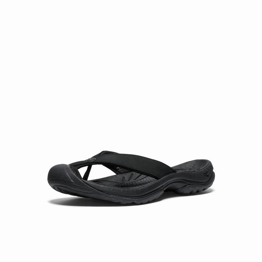 Breathable Walking Shoes Women's Waimea Leather Flip-Flop  |  Black/Black