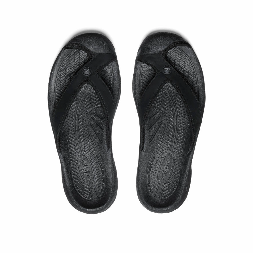Clean Fit Easy on Women's Waimea Leather Flip-Flop  |  Black/Black