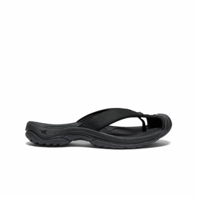 All Day Wear Comfort Women's Waimea Leather Flip-Flop  |  Black/Black