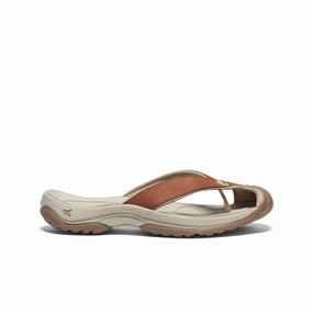 Sporty Design Fashionable Open-toe Sandals Women's Waimea Leather Flip-Flop  |  Sorrel Horse/Plaza Taupe