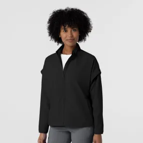 Soft Touch Bound Seam Edges Women's BreezeBreaker Scrub Jacket - Black