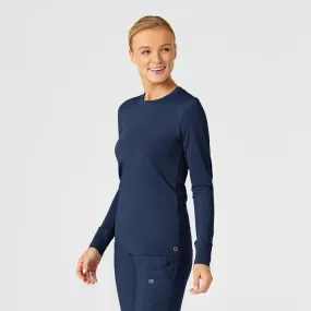 Women's Performance Long Sleeve Tee - Navy Sweat Absorbent Inner Layer Fashionable Look