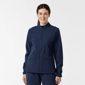Women's Soft Shell Scrub Jacket - Navy Wrinkle Free Weave