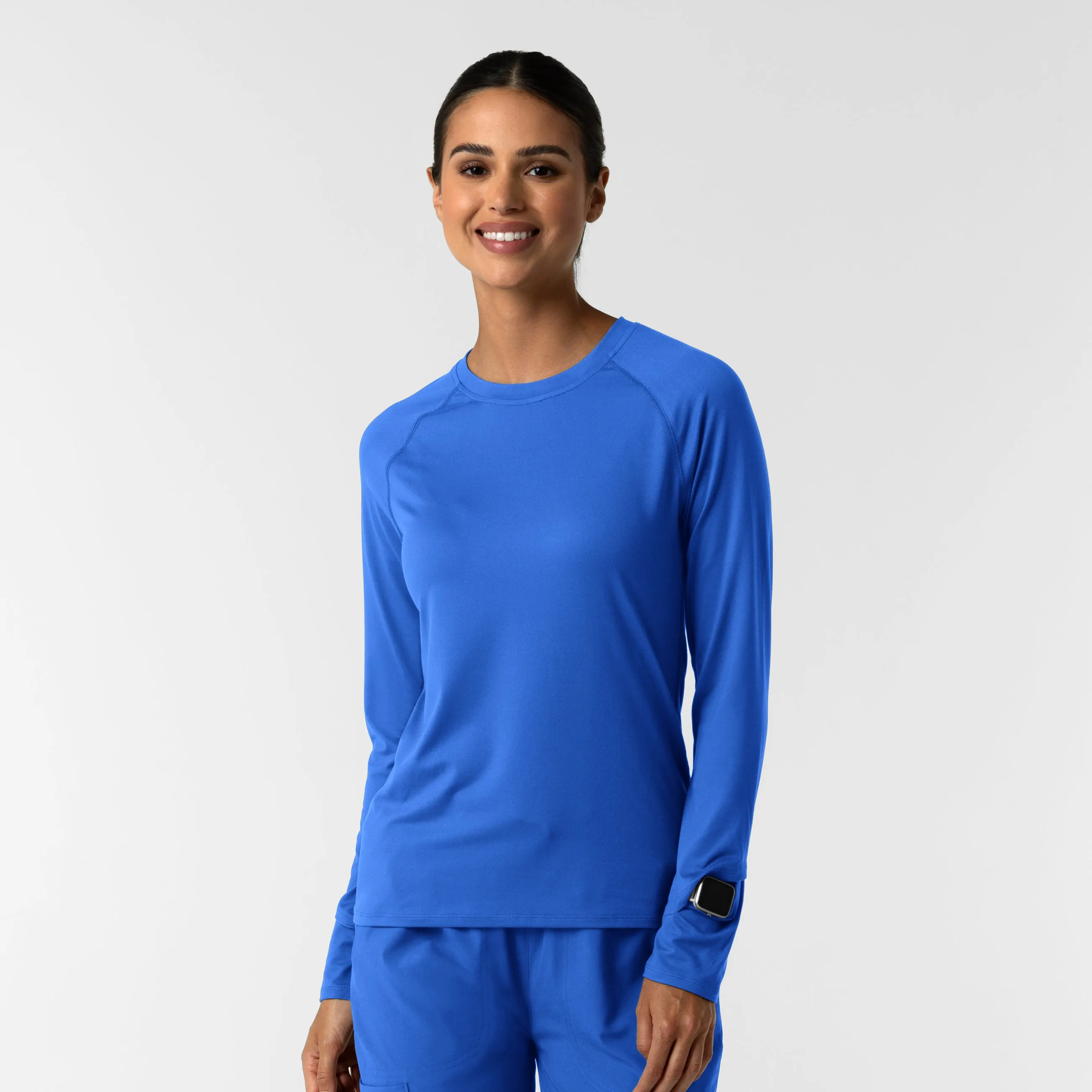 Women's Watch Window Long Sleeve Underscrub Top - Royal HighDensity Weave StainResistantFinish