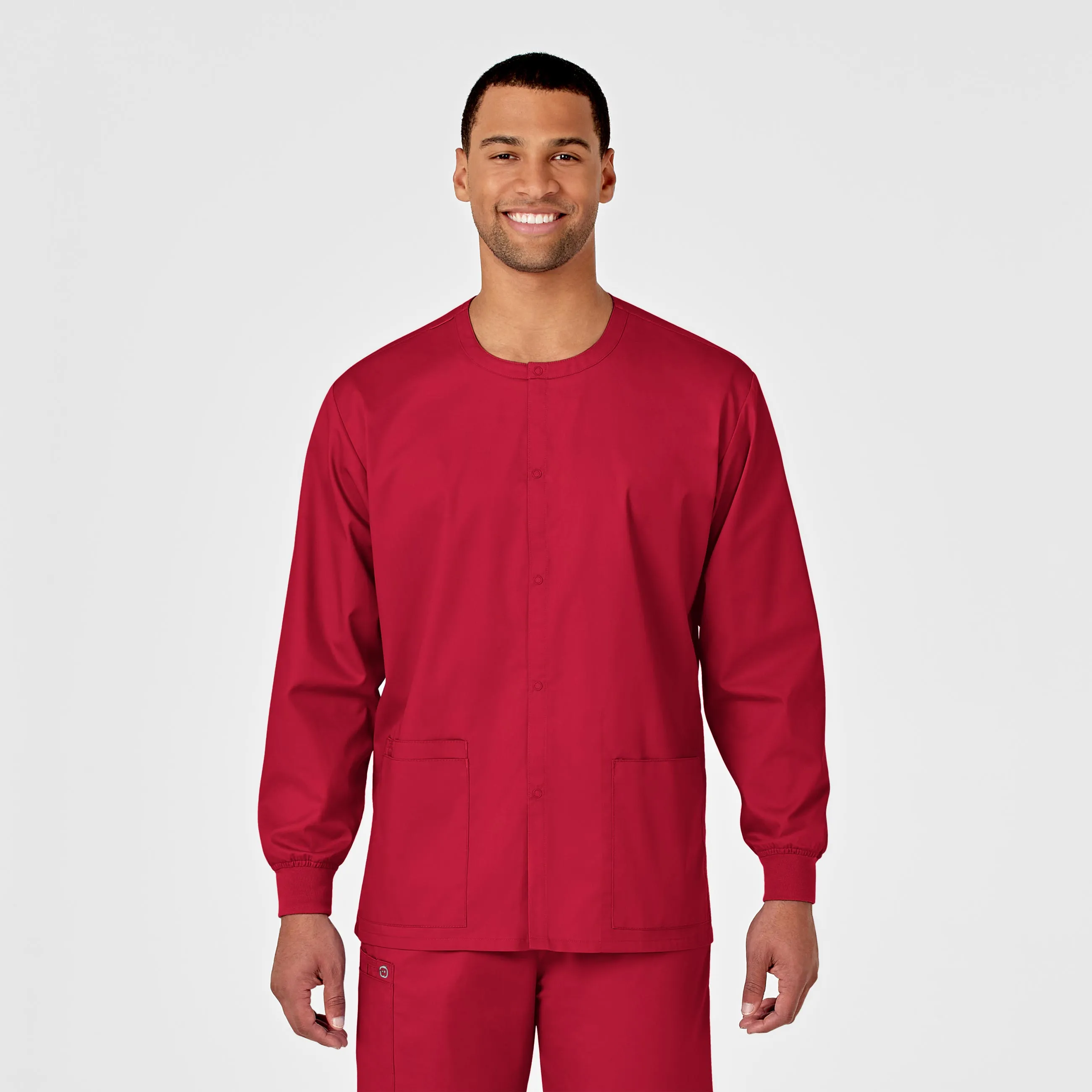 WonderWORK Unisex Snap Front Scrub Jacket - Red Sport Top Recycled Polyester