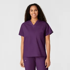 WonderWORK Unisex V-Neck Scrub Top - Eggplant BondedSeamTechnology Bonded Seam Construction