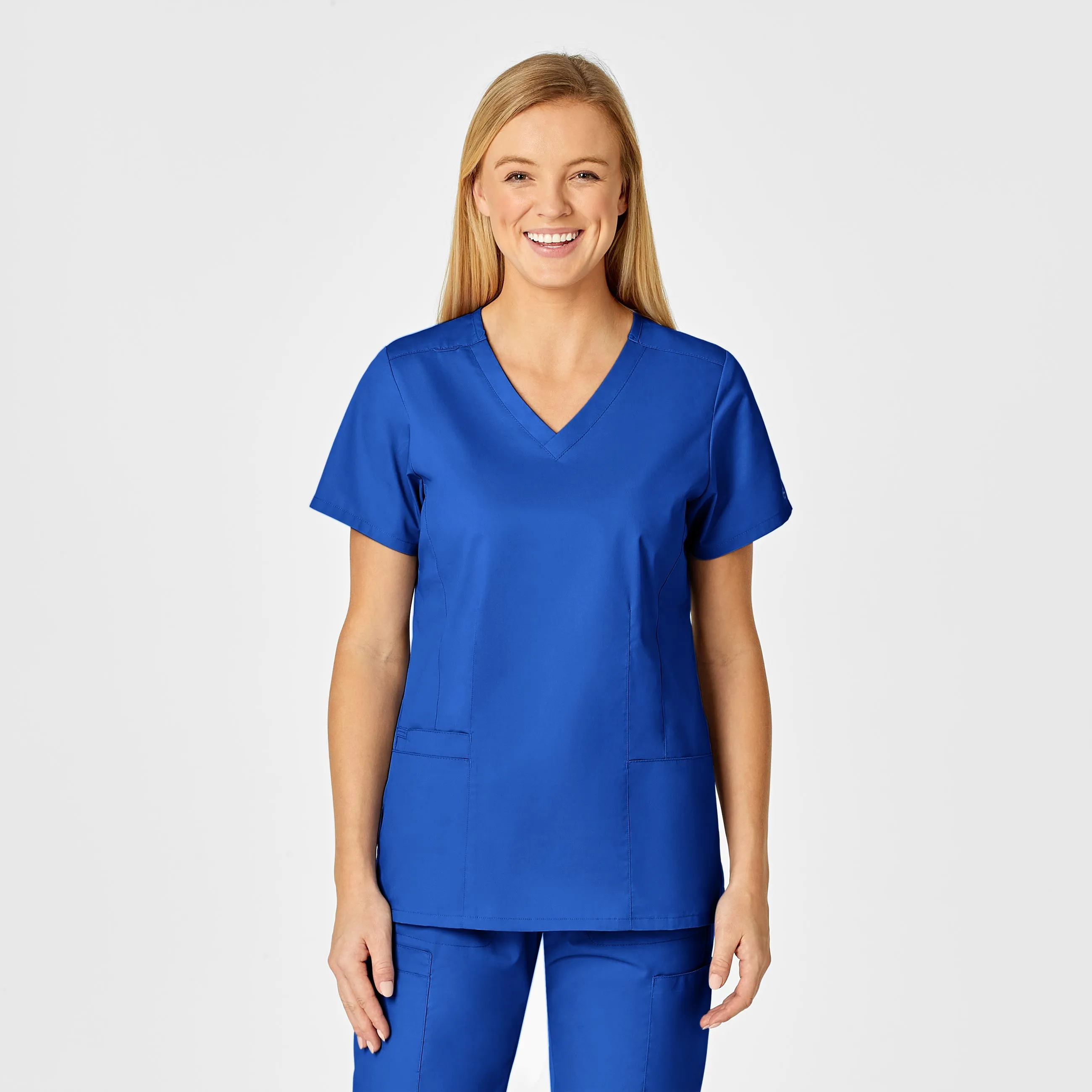 WonderWORK Women's Shaped V-Neck Scrub Top - Royal DurableReinforcement Fleece Pullover