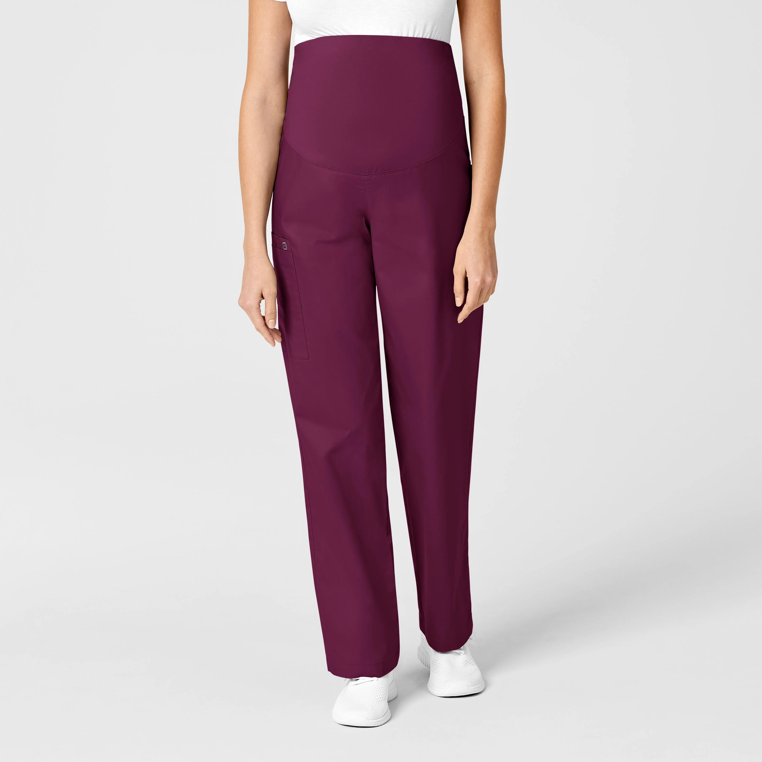 Comfort Stretch Breathable Layer WonderWORK Maternity Cargo Scrub Pant - Wine