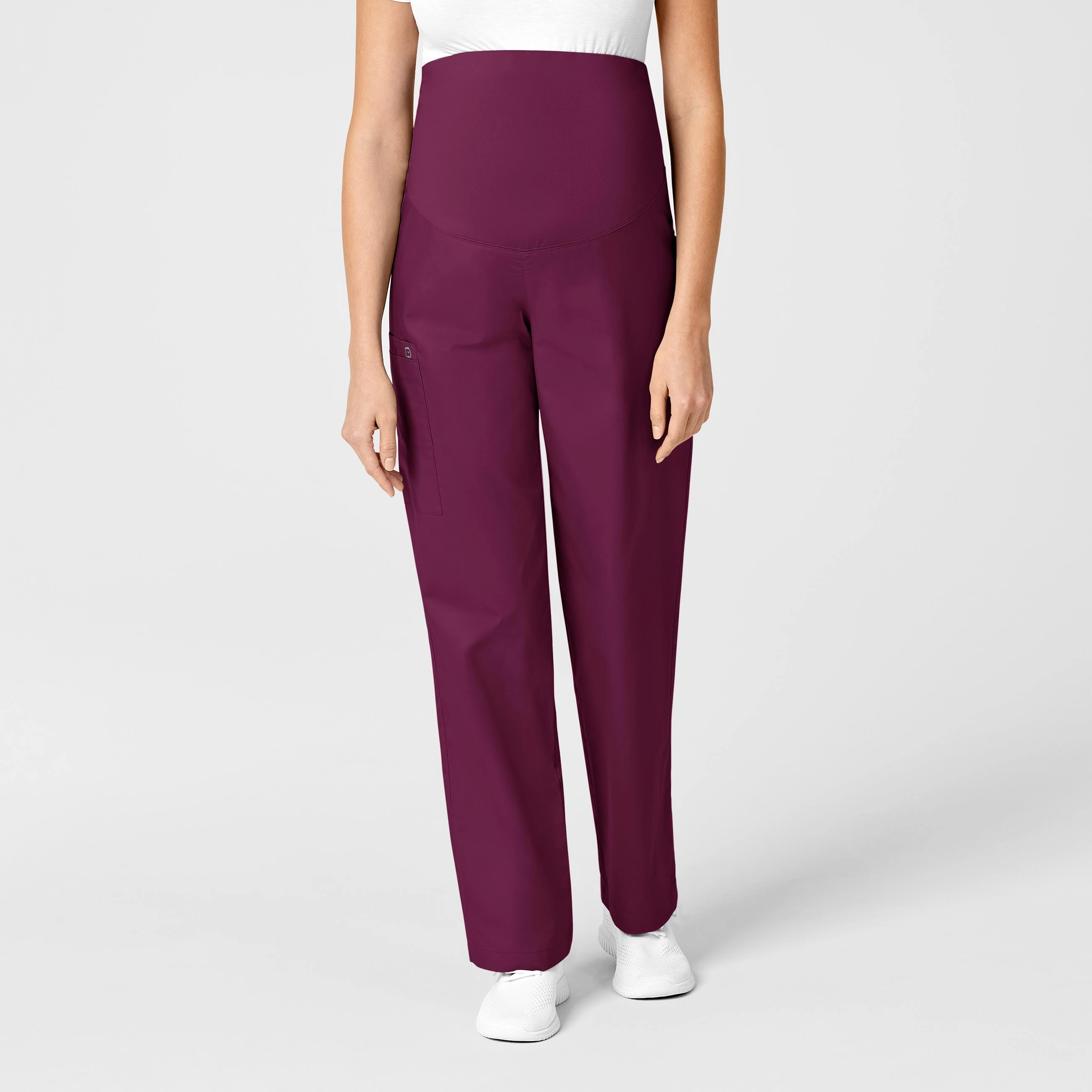 Cozy Fit Relaxed Fit WonderWORK Maternity Cargo Scrub Pant - Wine