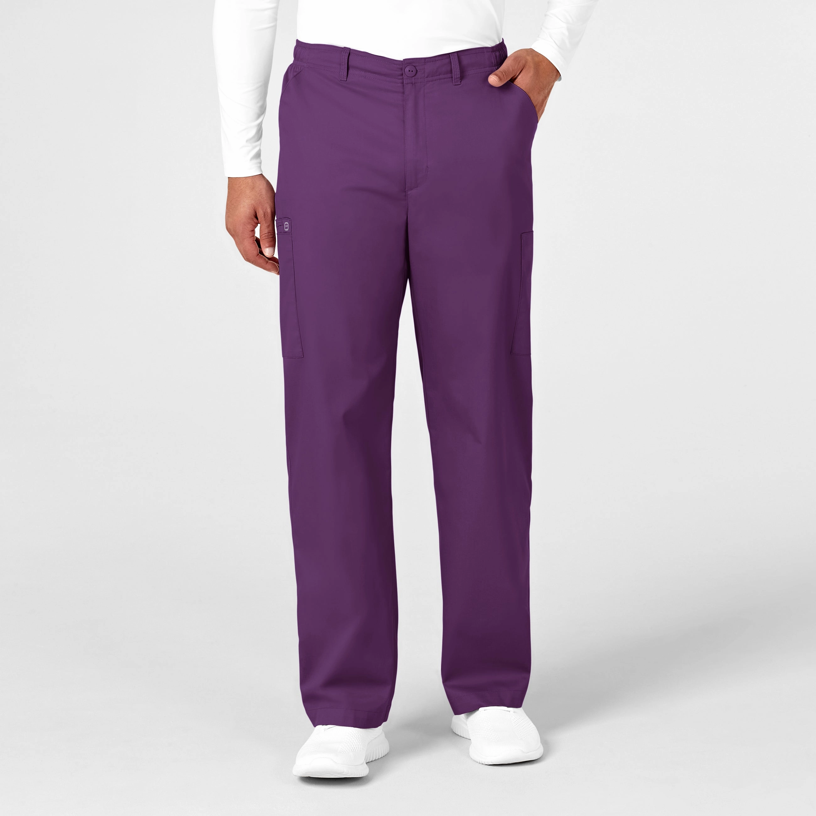 WonderWORK Men's Cargo Scrub Pant - Eggplant Tailored Wear Blackout fabric