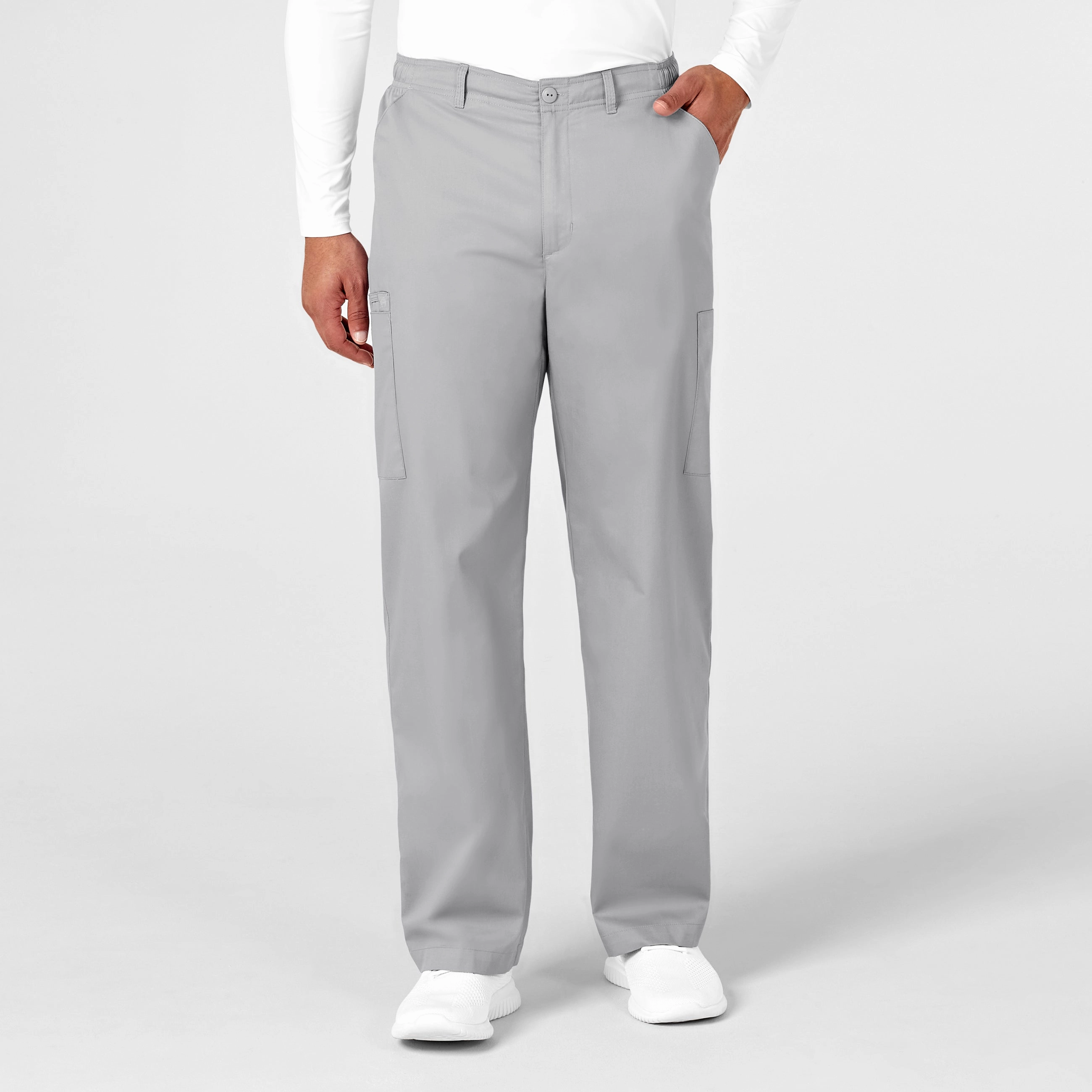 WonderWORK Men's Cargo Scrub Pant - Grey Performance Support Full Comfort