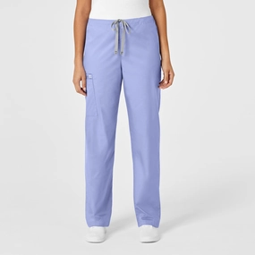 Relaxed Comfort Look Lightweight Wear WonderWORK Unisex Drawstring Cargo Scrub Pant - Ceil Blue