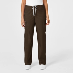 WonderWORK Unisex Drawstring Cargo Scrub Pant - Chocolate Practical Look