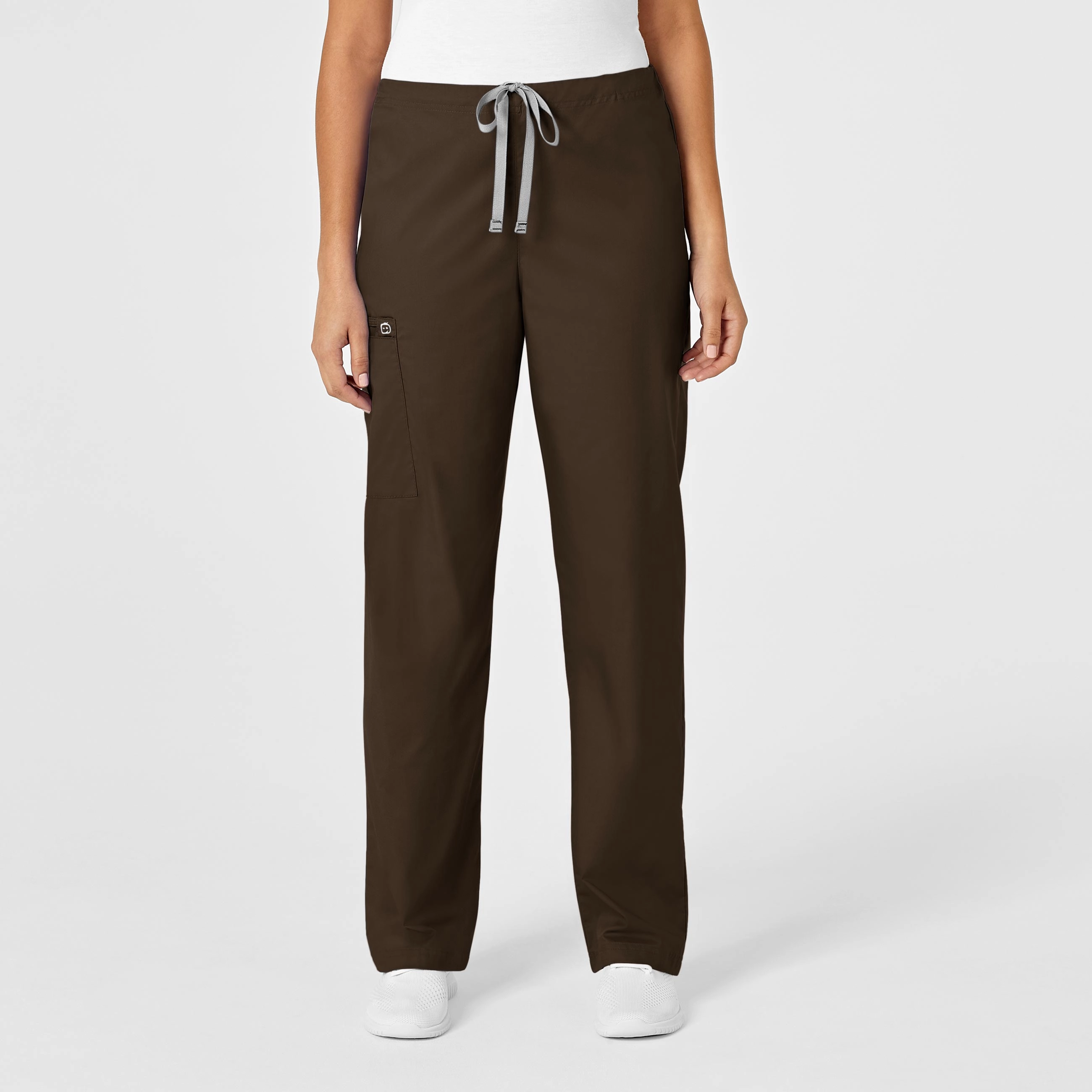 WonderWORK Unisex Drawstring Cargo Scrub Pant - Chocolate Practical Look