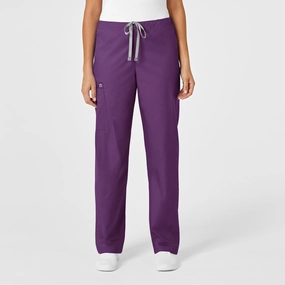 NonIrritatingStitching Commuter Ready WonderWORK Unisex Drawstring Cargo Scrub Pant - Eggplant