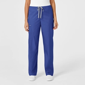 Slim Shape Weekend Style WonderWORK Unisex Drawstring Cargo Scrub Pant - Galaxy Blue