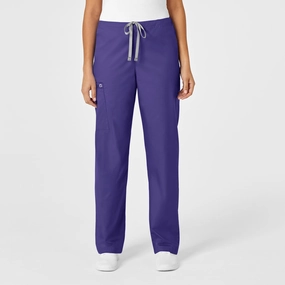 WonderWORK Unisex Drawstring Cargo Scrub Pant - Grape All-day Comfort