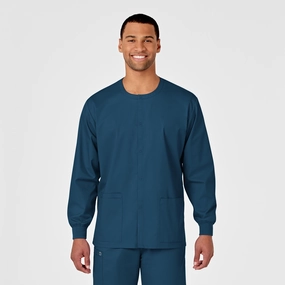 rehearsal WonderWORK Unisex Snap Front Scrub Jacket - Caribbean