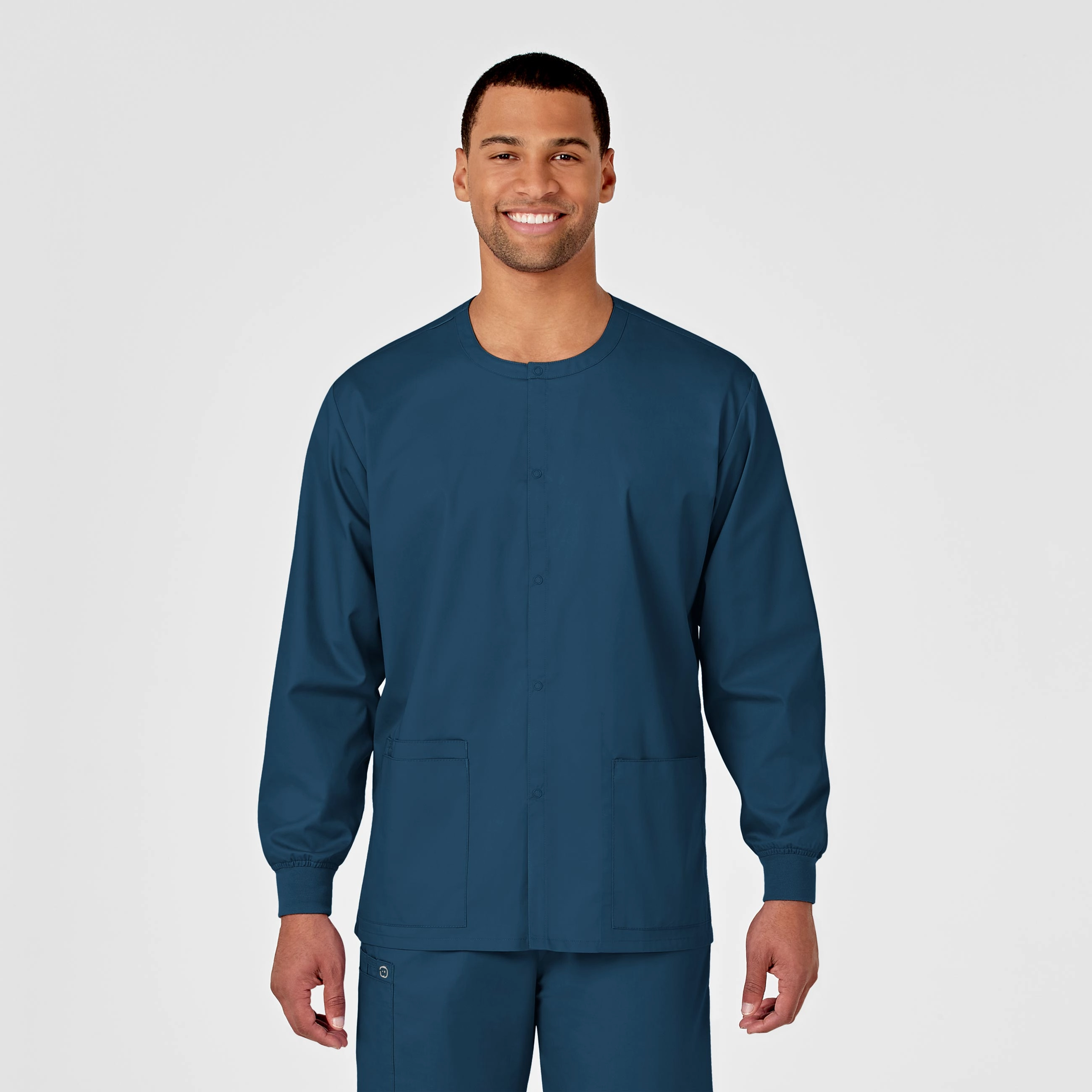 Commute Reinforced Hem WonderWORK Unisex Snap Front Scrub Jacket - Caribbean