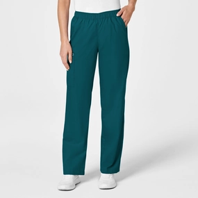 Soft Touch Sporty Cut WonderWORK Women's Pull-On Cargo Scrub Pant - Caribbean