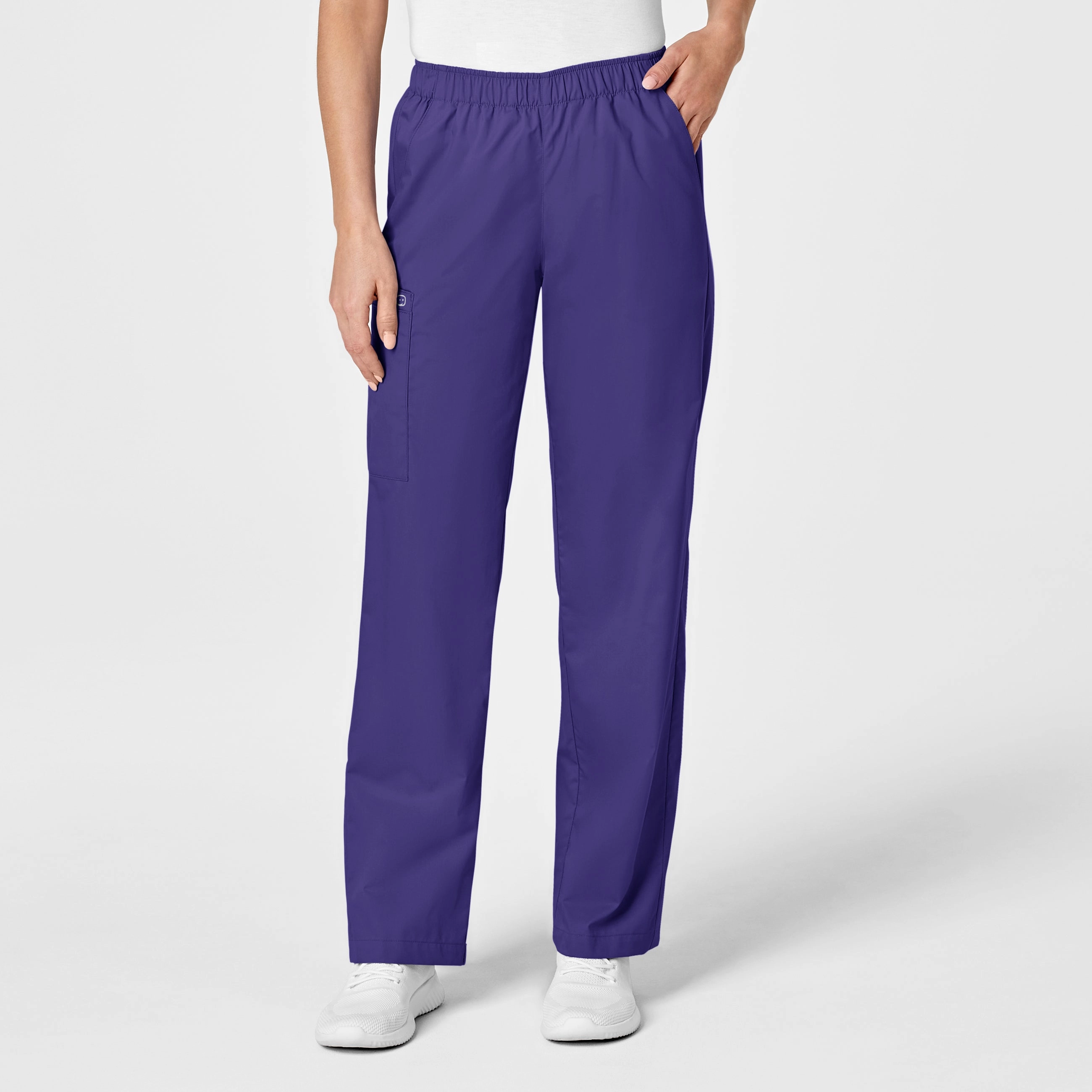 NoiseReducingFabric ElasticWaist WonderWORK Women's Pull-On Cargo Scrub Pant - Grape