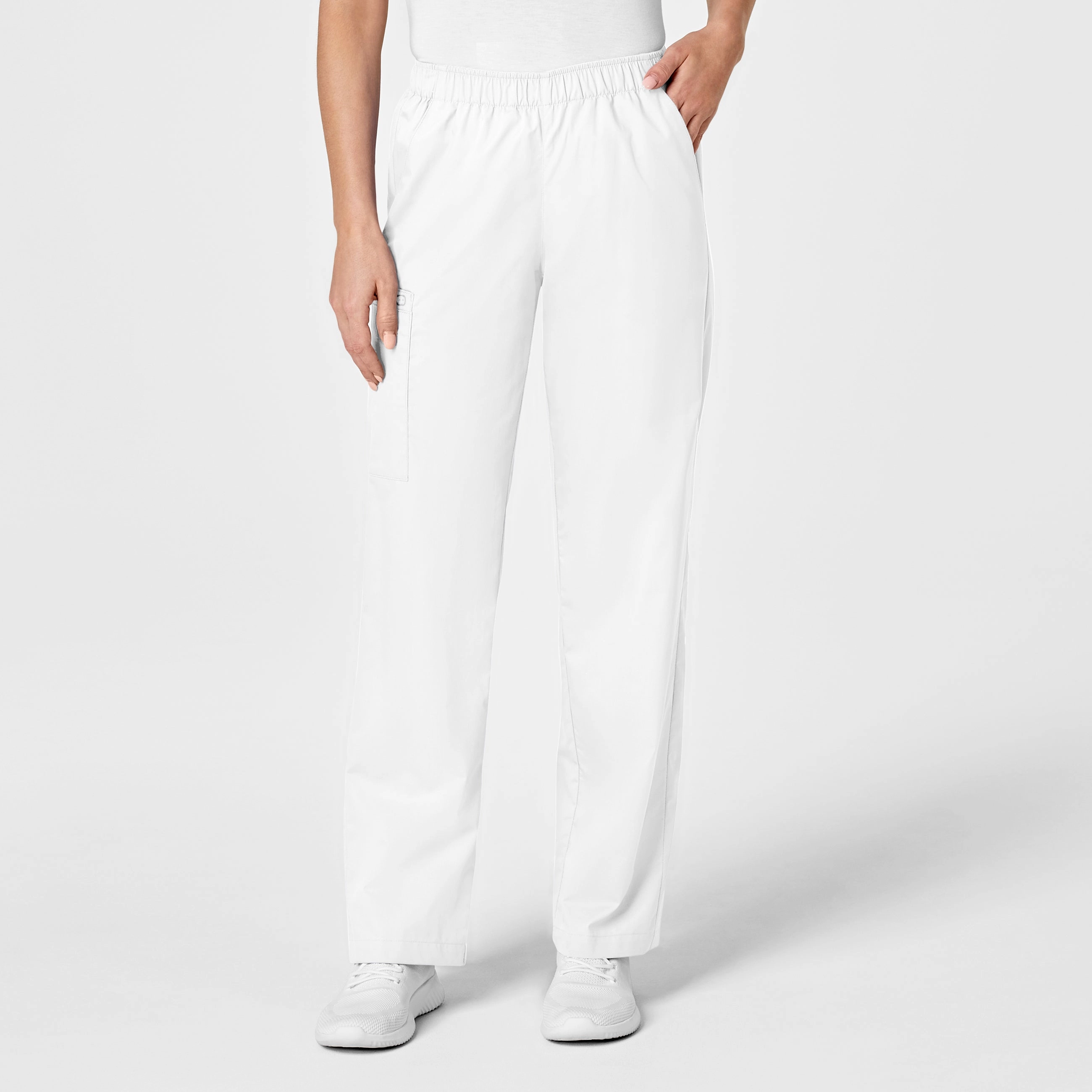 Comfort Fit Wear Long Use WonderWORK Women's Pull-On Cargo Scrub Pant - White