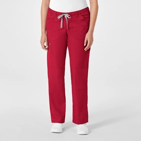 WonderWORK Women's Straight Leg Cargo Scrub Pant - Red Sporty Fit