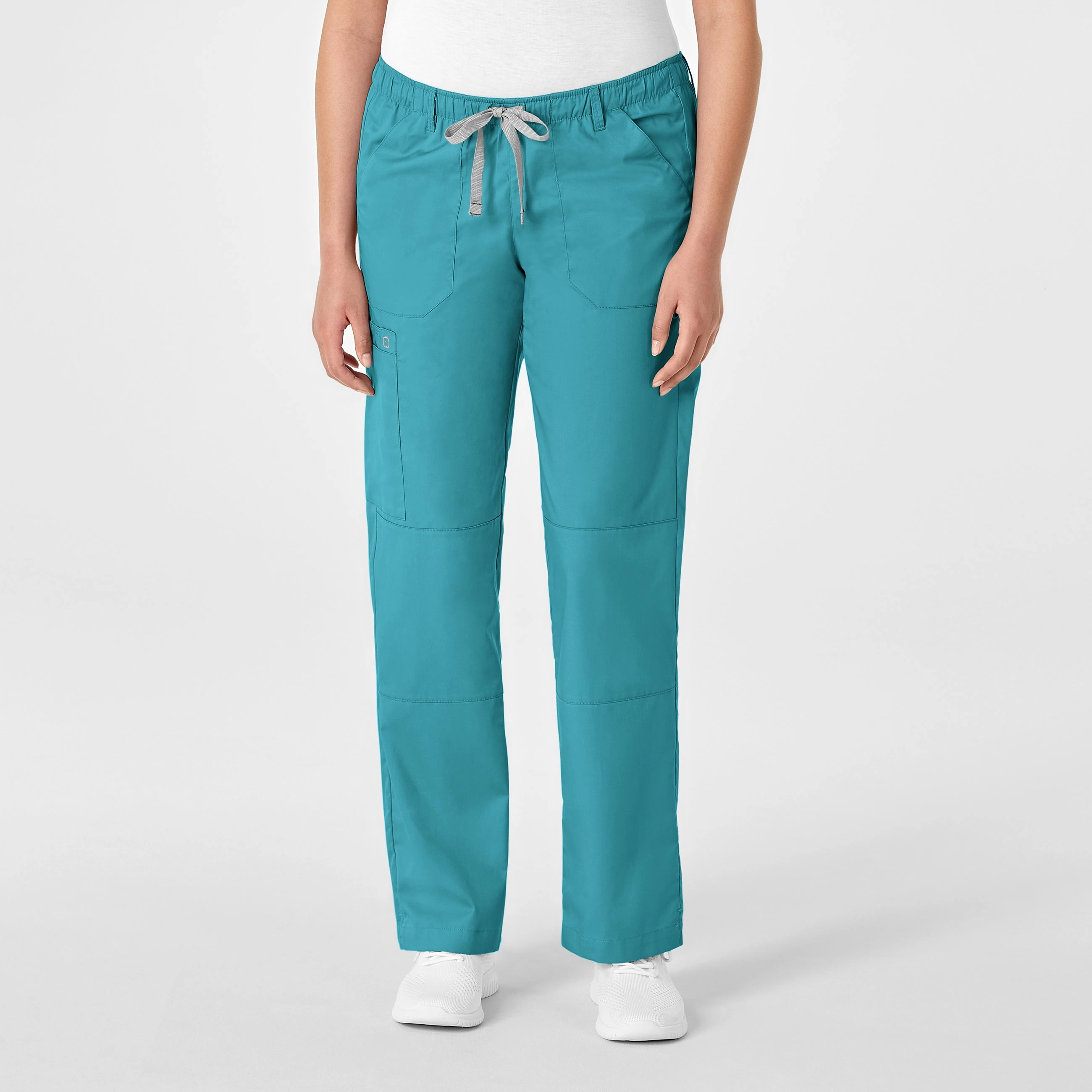 WonderWORK Women's Straight Leg Cargo Scrub Pant - Teal Blue Comfortable Fit Wear