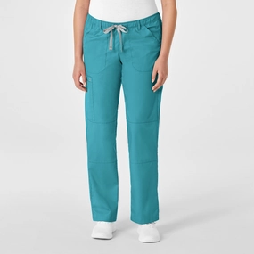 Light Fabric WonderWORK Women's Straight Leg Cargo Scrub Pant - Teal Blue