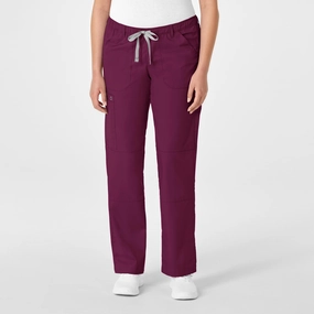 WonderWORK Women's Straight Leg Cargo Scrub Pant - Wine Minimal Comfort