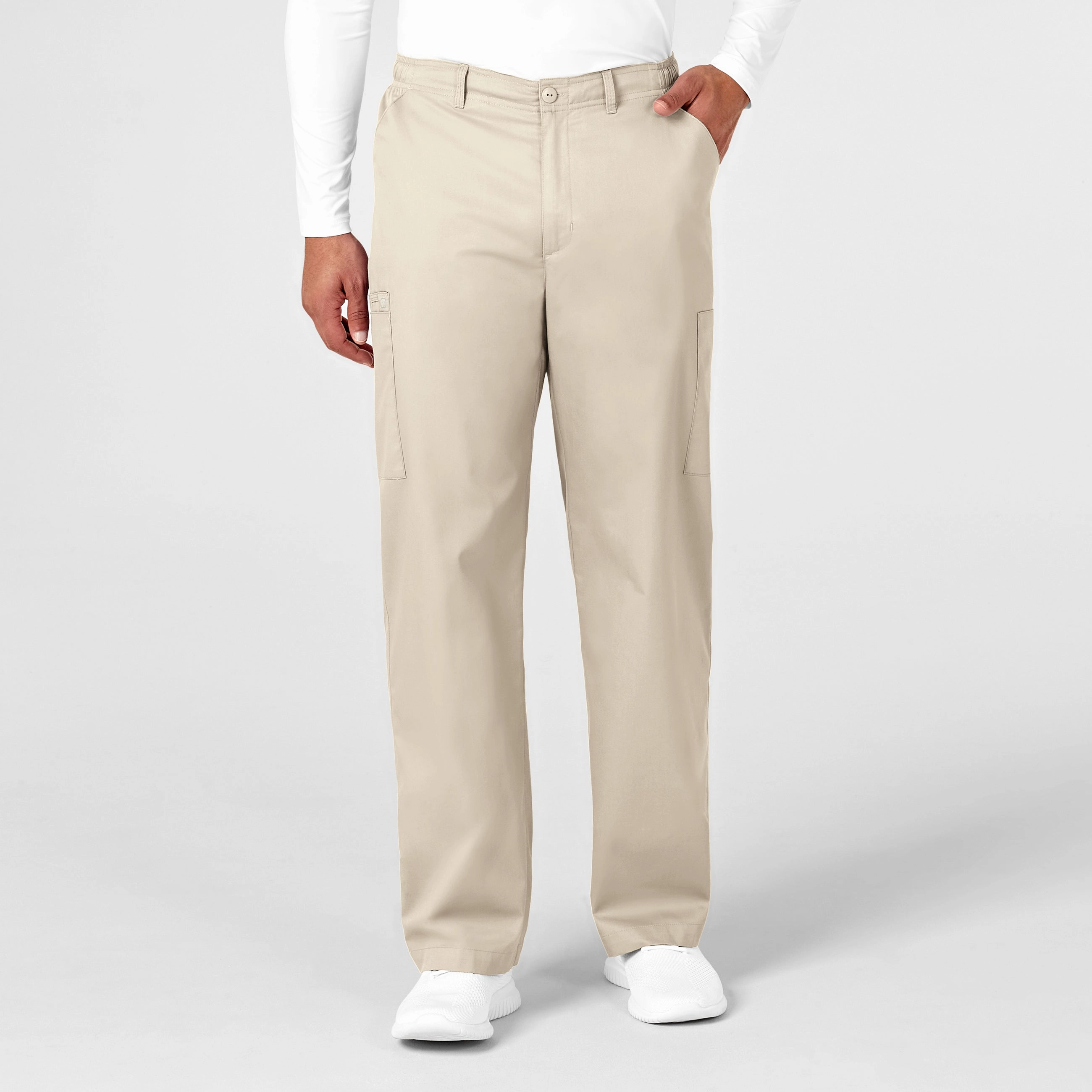 WonderWORK Men's Cargo Scrub Pant - Khaki Quick Release Buckle