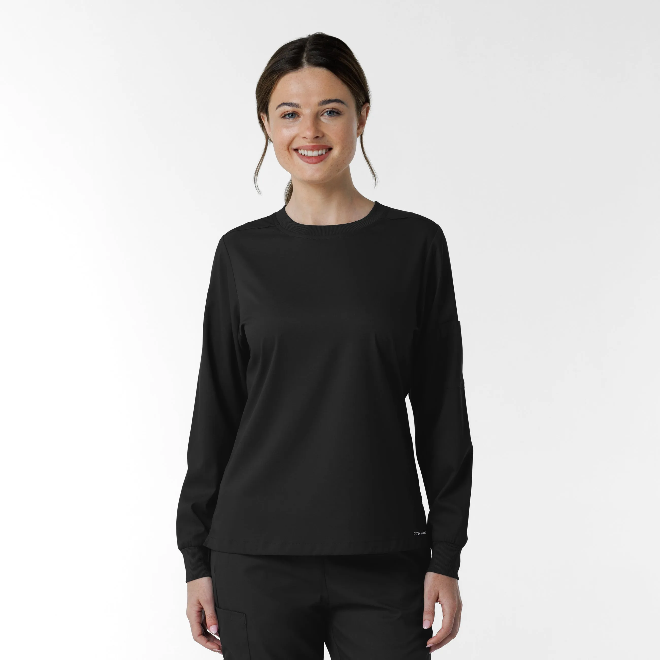 AllDay Comfort Boundless Women's Classic Long Sleeve Scrub Top - Black
