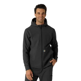 Ribbed Knit Fabric GarmentWashedFinish Carhartt Men's Bonded Fleece Hoodie - Black