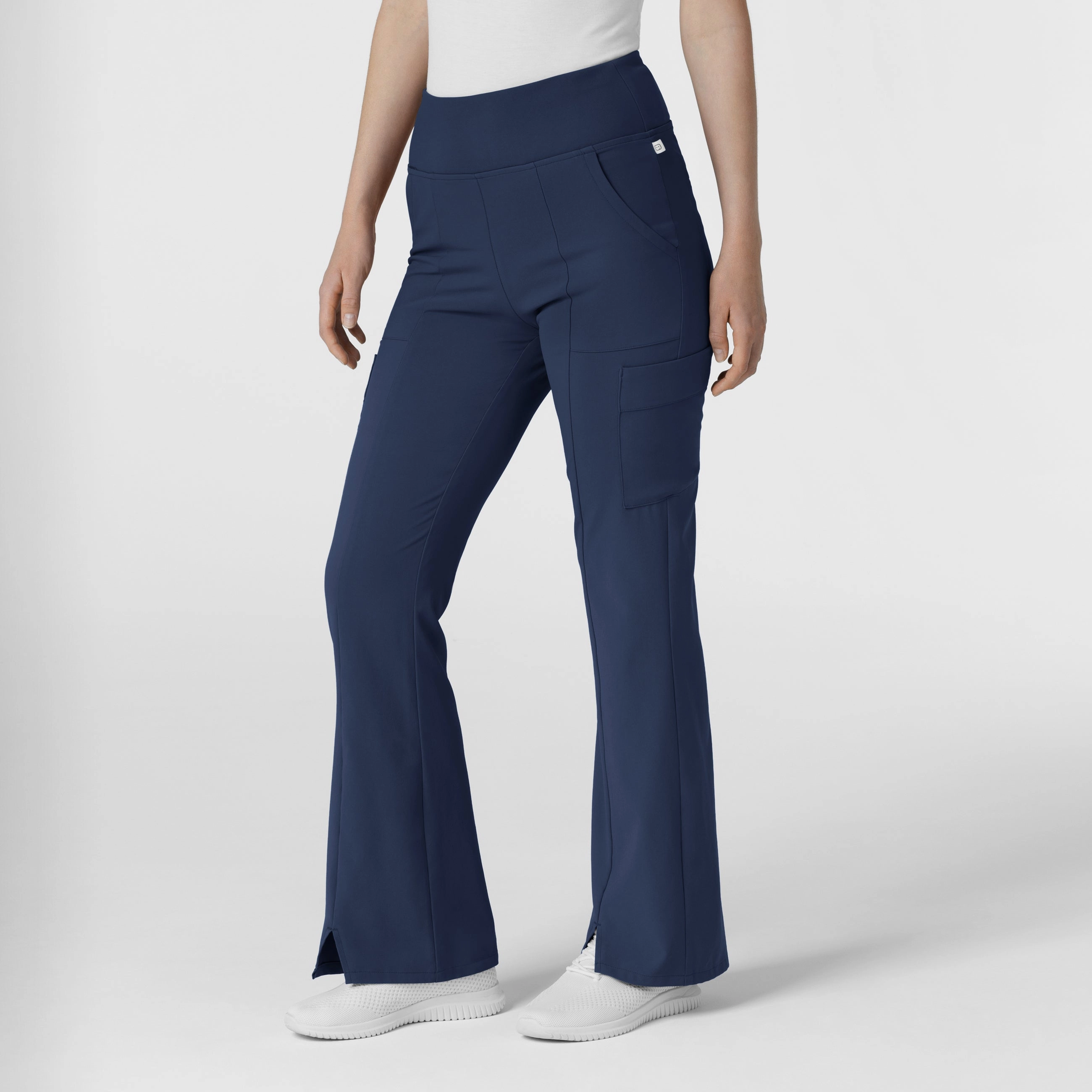 RENEW Women's Cargo Flare Scrub Pant - Navy Stretch Fit Wear Breathable Design