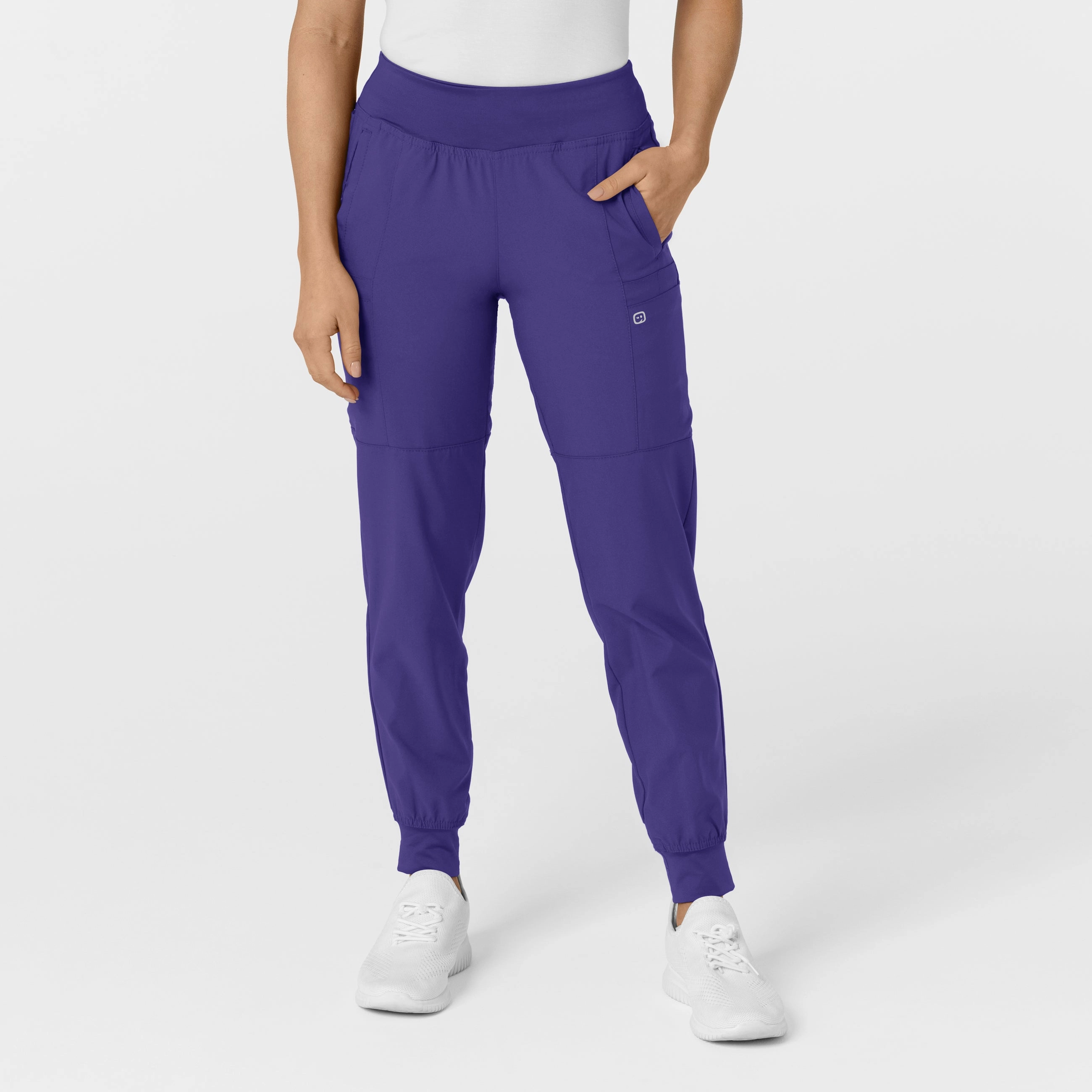 Quick Release Buckle W123 Women's Comfort Waist Cargo Jogger Scrub Pant - Grape