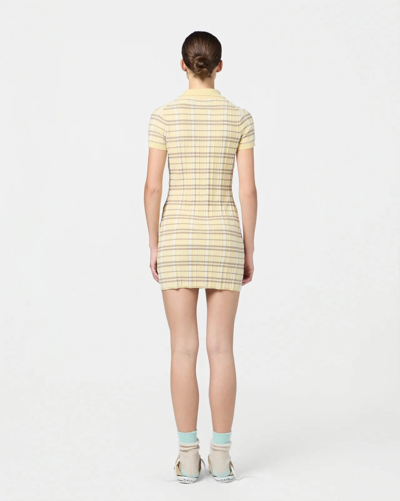 Plaid Polo Dress in Butter Combo Anti Static Finish Indoor Comfort