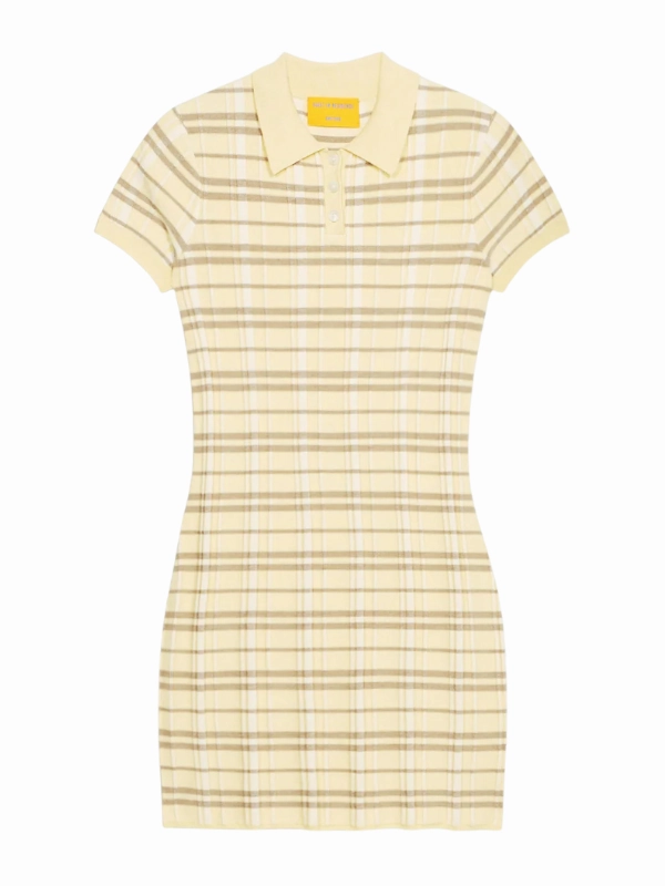 Thermal regulation Plaid Polo Dress in Butter Combo