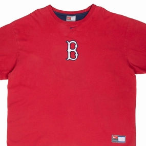 VINTAGE NIKE MLB BOSTON RED SOX CENTER SWOOSH TEE SHIRT 2000S 2XL Relaxing Fit Low Impact Processing